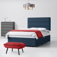 Cornell Lined Midnight Blue Fabric 2 Drawer Same Side Divan Bed - 5ft King Size