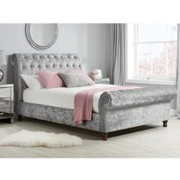 Castello Steel Fabric Scroll Sleigh Bed Frame - 4ft6 Double