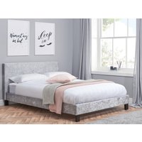 Berlin Steel Crushed Velvet Fabric Bed - 4ft Small Double