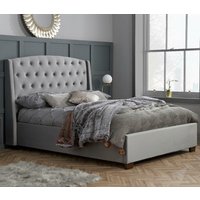 Balmoral Grey Velvet Fabric Winged Bed Frame - 6ft Super King Size