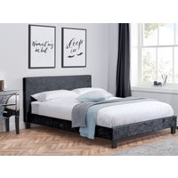 Berlin Black Crushed Velvet Fabric Bed - 5ft King Size